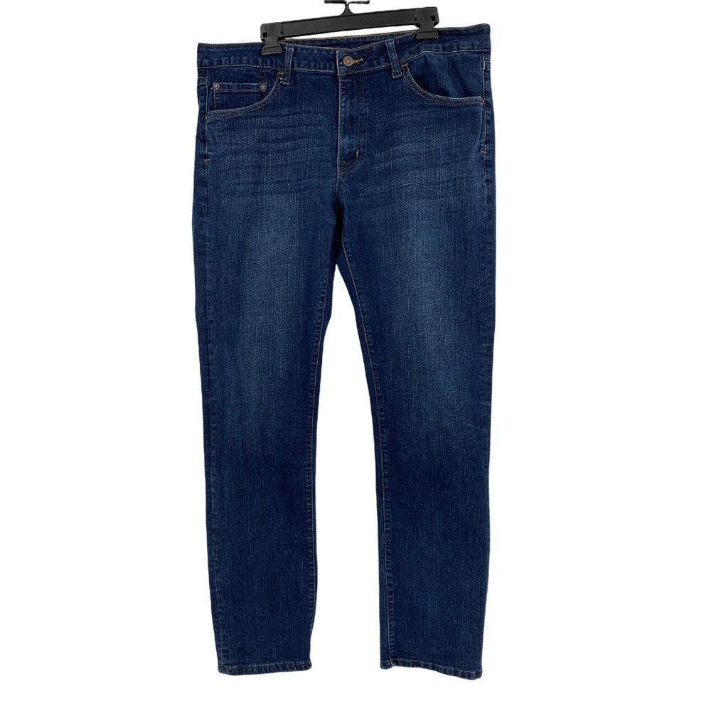 Mens Izod Comfort Stretch Dark Jeans 38 x 34 Long Straight Leg Fit 0513